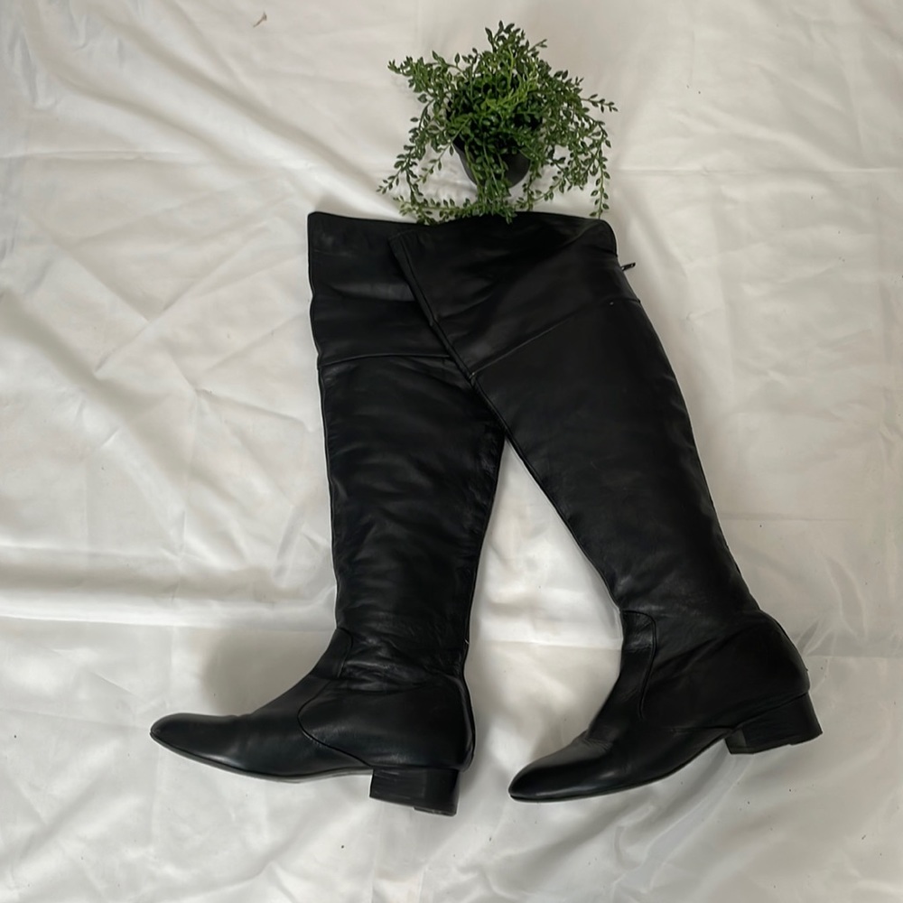 Chocolate black over the knee leather boot
